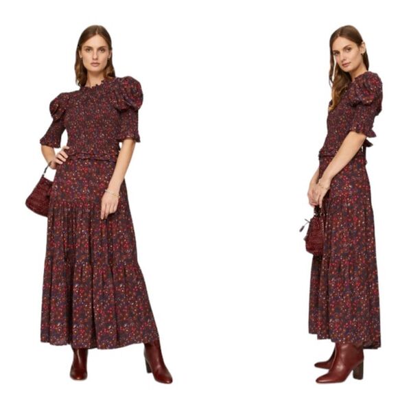 Sea‎ New York Ilana Ikat Puff Sleeve Maxi Dress Womens Small - Picture 1 of 12